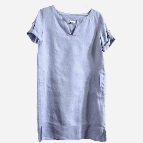 Light Blue J.Jill Linen Dress    M - Picture 1 of 6